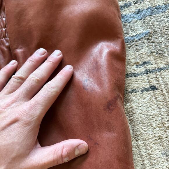 Men's Vintage 70's Remy Leather Cognac Brown City Jacket Coat Sz 44 Long Large - Picture 11 of 12